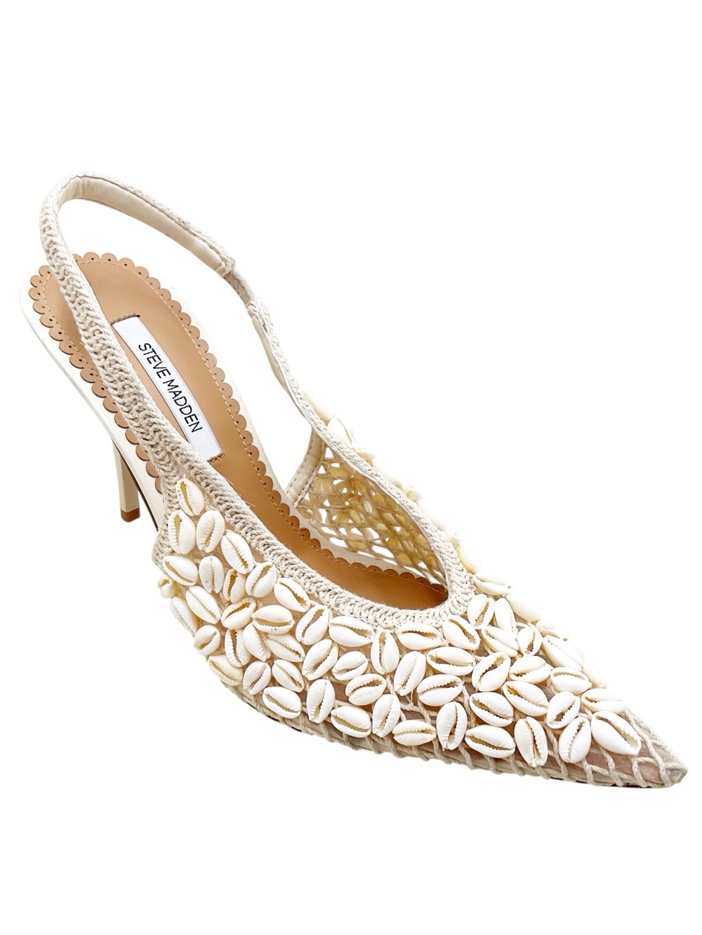 🆕{Steve Madden} Andromeda Crochet Shell Embellished Sling-Back Heels
